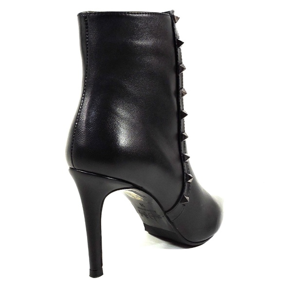ALESSANDRO DI MARIA 🇮🇹 WOMEN BLACK LEATHER FASHION ANKLE BOOTIE - Picture 5 of 9